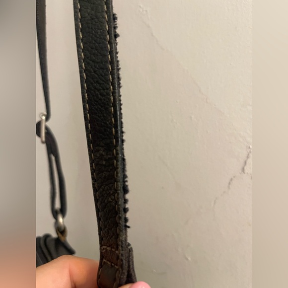 FOSSIL Early Vintage Small Black Leather Shoulder Crossbody Organizer Bag - Picture 3 of 11